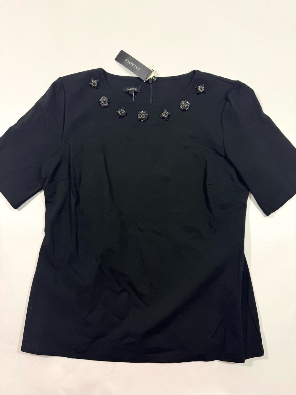 New Talbots Ponte Knit Embellished Top